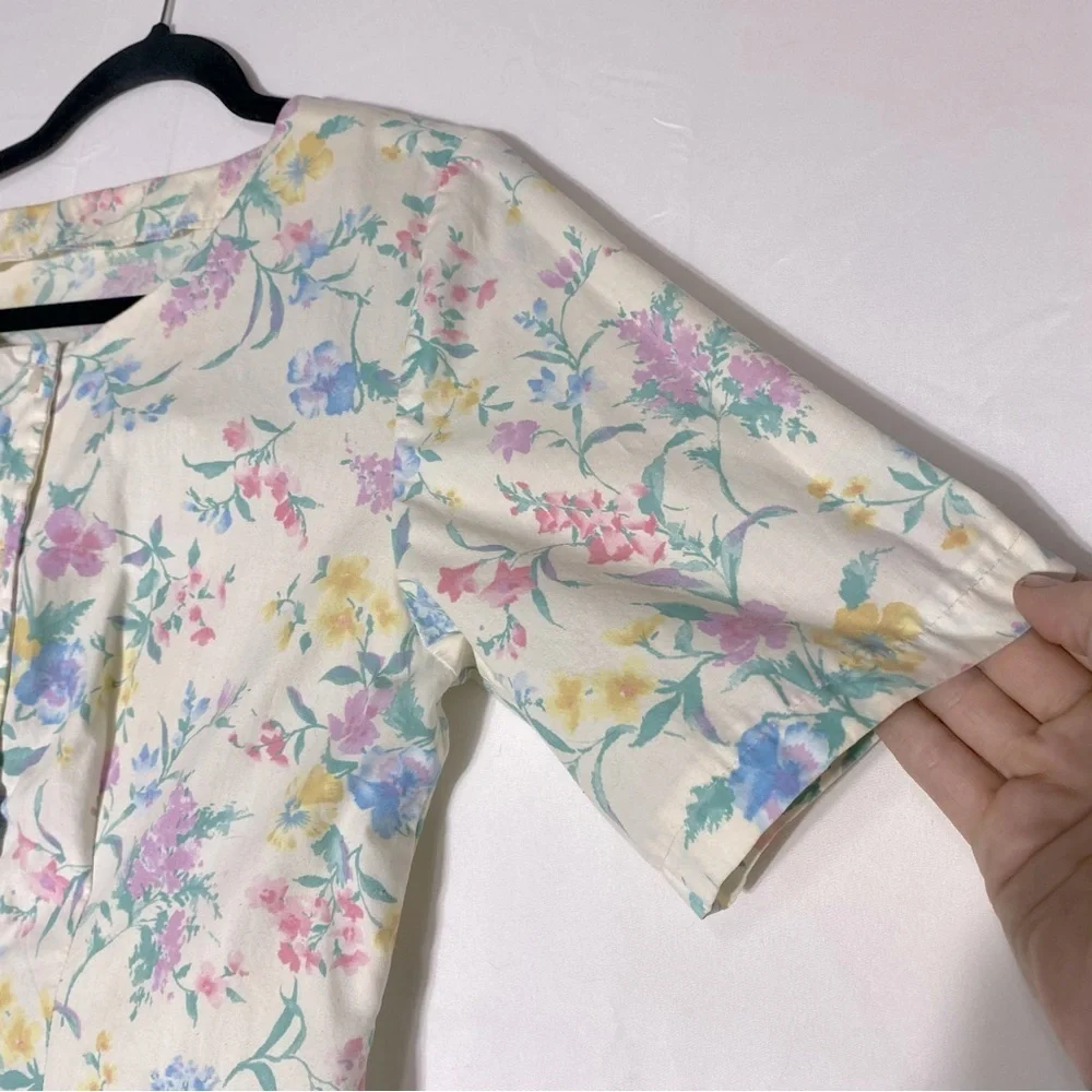 Vintage Handmade Pastel Floral Cottagecore Peasant Garden Tea Party Dress M - Picture 10 of 16